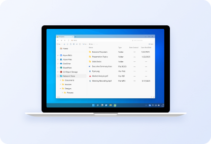MyWorkDrive user dashboard displaying organized folders, shared files, and storage options