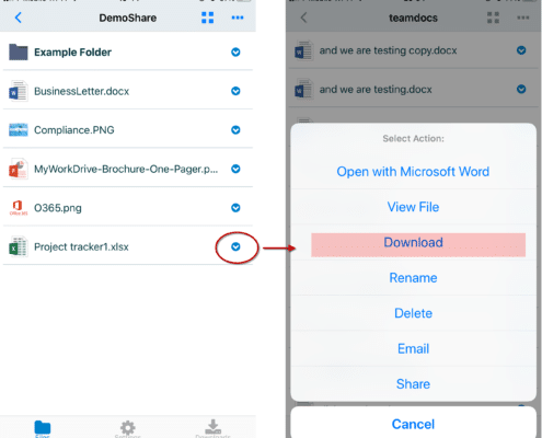 MyWorkDrive iPhone app with Azure Blob Storage.