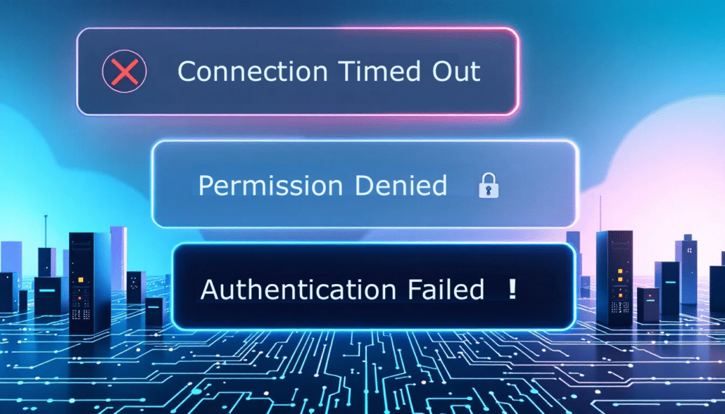An illustration of common SFTP error messages and troubleshooting steps.