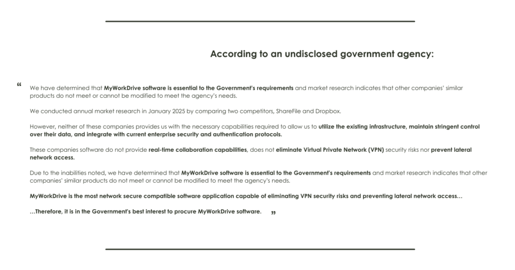 A quote from an anonymous government agency